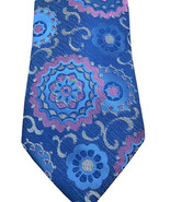 Vtg Resilio Tie COLORFUL Beachy Blue Pink Pastel Floral Textured Wide 80... - £36.81 GBP