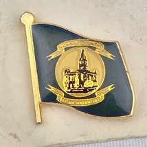 Monroe County Flag Pin Vintage Metal Michigan On Card Unused Gold Tone Enamel - £10.01 GBP