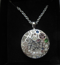 Secret Treasures Silvertone Pendant Studded with Faux Gems &amp; 18in Silver... - $25.10