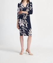 Joseph Ribkoff Floral Print Faux Wrap Sheath Dress Size 10 (UK 12) - $22.77