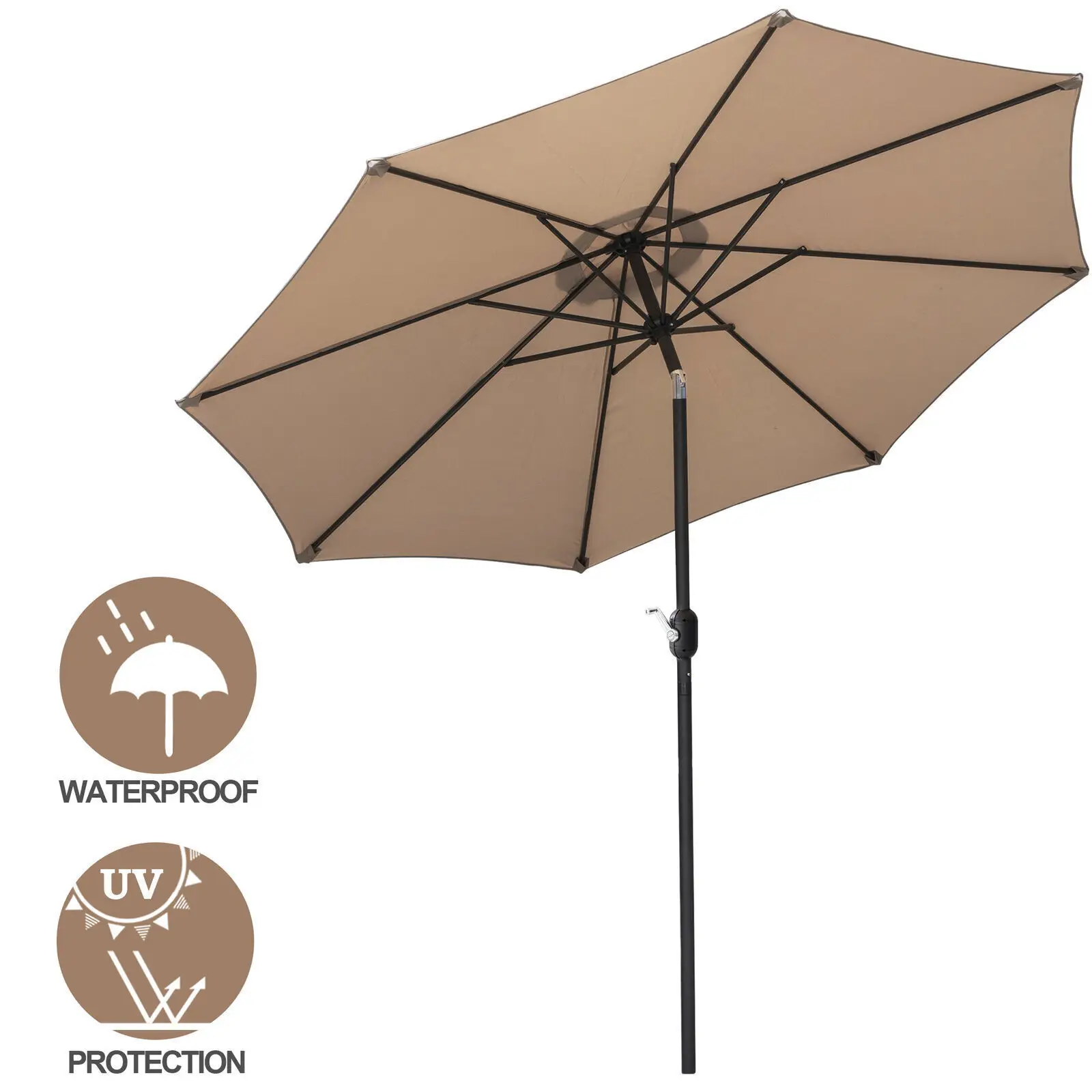 9FT Market Umbrella Patio Umbrella w/ Push Button Tilt Crank  - $89.02