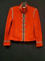 St John Collection Red With Detail Full Zip Knit Jacket Blazer Top Size 8 - $143.95