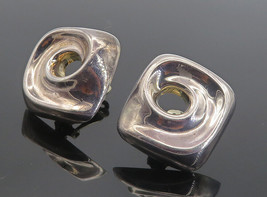 ZINA 925 Sterling Silver - Vintage Shiny Modernist Non Pierce Earrings - EG3332 - £68.18 GBP