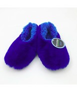Snoozies Fuzzy Blue Slippers Non Skid Child Size M 2-3 - $14.81 CAD