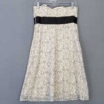 White House Black Market Women Dress Size 6 Cream Midi Preppy Lace Strapless Zip - £11.61 GBP