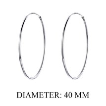 Ng silver platinum plated classic big hoop earrings for women fashion jewerly size 30mm thumb200