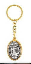 Saint Benedict Gold Tone Keychain, New  #MD-68 - £6.19 GBP