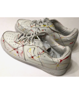 NIKE Air Force 1 Red Yellow Splatter Paint White Low Top Shoes Sneakers Men 13 - $105.25