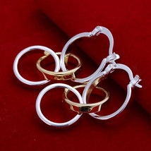 Three Loop Drop Dangle Earrings Sterling Silver - £9.71 GBP