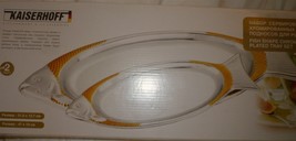Chrome Plated Gold Trim 2PCS Fish Shaped Tray Set Kaiserhoff Germany - £51.15 GBP