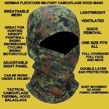 GERMAN FLEKTARN WOODLAND BDU CAMOUFLAGE COLD WEATHER BALACLAVA GAITER HO... - $24.58 CAD