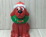 Clifford the Big Red Dog 2001 Christmas Tree Ornament Santa hat wreath - $10.39