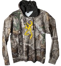 Browning Brand Men M Camouflage hunting Real Tree Hoodie Jacket Sweater outdoors - £66.61 GBP