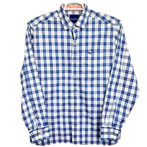 Tommy Bahama Plaid Shirt Blue White M Long Sleeve Button Down Pima Cotton  - £19.48 GBP