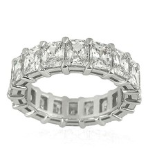 5Ct Radiant Cut Simulated Diamond 14k White Gold Over Wedding Eternity Band Ring - £82.20 GBP