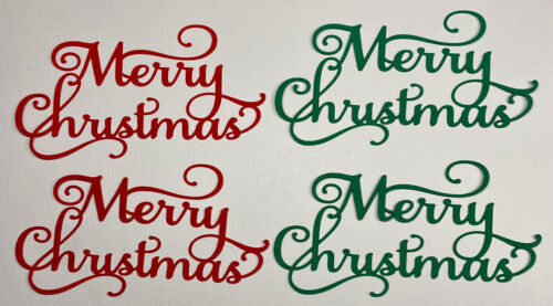 Primary image for Merry Christmas Title Die Cuts Scrapbook Paper Piecing Red/Green-Fancy 2.5”x 5”