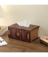 Vintage Style Wooden Book Tissue Box, High-End Decorative Napkin Dispens... - $96.83 CAD