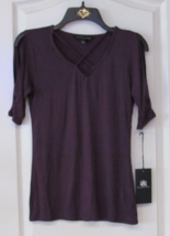 Rock &amp; Republic Cold Shoulder PLUM PERFECT Top Womens Sz XS NTW MSRP$34 - $14.74