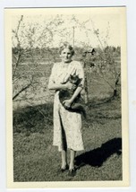 2 Black &amp; White Photos of Grandma and Her Cat 1940&#39;s - £13.91 GBP
