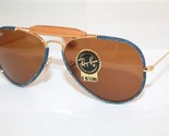 RAY-BAN AVIATOR SUNGLASSES RB3422Q 919233 GOLD BLUE JEANS FRAME W/ BROWN... - $98.99