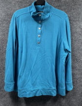 Lauren Ralph Lauren Sweater Womens Blue 2X Mock Neck 1/4 Snap Up Lg Buttons - £20.29 GBP