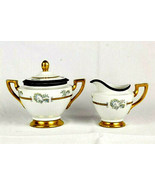 Haas &amp; Czjzek 1792 Schlaggenwald Creamer &amp; Sugar Bowl Floral White Gold ... - $84.14