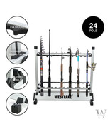 24 Rod Fishing Pole Holder Aluminum Alloy Stand Rack Storage Portable To... - £53.48 GBP