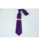 Mens Satin Tie and Hankie set by Stacy Adams fashion Polka Dots St25 Purple - £15.66 GBP