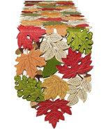 Fall Table Runner 72Inches Long, Harvest Embroidered Thanksgiving Autumn... - $21.63