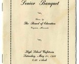 Senior Banquet &amp; Program Board of Education Virginia Minnesota 1938 - £11.13 GBP