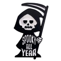 Spooky All Year Grim Reaper Lapel Pin Goth Horror Punk Halloween Death Rock - £7.98 GBP