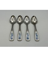 Set of 4 BLUE DANUBE Stainless Steel with China Insert Small Teaspoons - £94.42 GBP