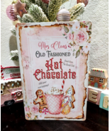 Christmas Shabby Chic Gingerbread Pink HOT CHOCOLATE Tin Wall Sign - £17.39 GBP