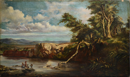 Fording the River Landscape British Master Nasmyth 19th century Oil Painting - £1,208.75 GBP