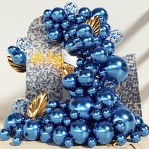 Blue Metallic Balloons Garland Kit 130 Pcs Chrome Balloons Different Sizes 18/12 - £17.45 GBP