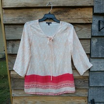 Signature 1 Studio Women&#39;s Tunic Top Size XL 3/4 Sleeves Paisley with Colorblock - £10.05 GBP