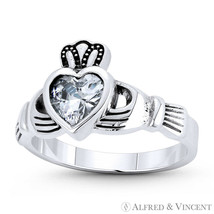 Claddagh Hands &amp; Heart Irish Celtic Charm .925 Sterling Silver Love Promise Ring - £22.02 GBP