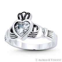 Claddagh Hands &amp; Heart Irish Celtic Charm .925 Sterling Silver Love Promise Ring - £21.97 GBP