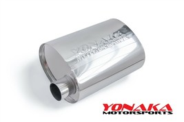 Yonaka Motorsports 2.5&quot; Performance Muffler T304 Stainless Steel High Flow Logo - £123.65 GBP