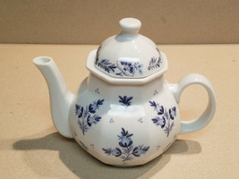 Vintage The Toscany Collection Porcelain Blue White Decorative Teapot Ta... - $19.75