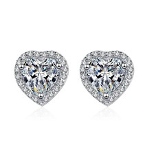 2ct Moissanite Heart Dangle Halo Drop Earrings D Color Lab Created Diamond Sterl - £86.02 GBP