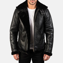 LE Francis Black Leather Bomber Jacket - £111.11 GBP+