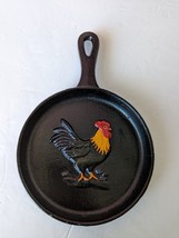 Mini Cast Iron Skillet Rooster Farmhouse Wall Hanging Painted Red Cottag... - $19.99