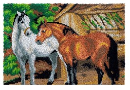 Two Horses Rug Latch Hooking Kit (81x61cm) - £55.93 GBP