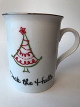 Deck the Halls Jingle Bells Coffee Mug Over sized 16oz Christmas Nicholas Square - £6.84 GBP