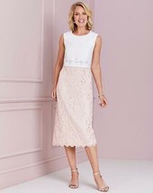 NIGHTINGALES Sequin and Lace Midi Dress in Ivory &amp; Rose UK 14 (exp4) - £33.31 GBP
