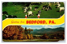 Dual View Banner Greetings From Bedford Pennsylvania PA Chrome Postcard V2 - £2.28 GBP