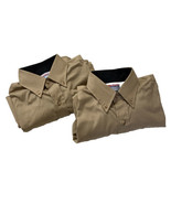 Work America Uniform Button Front Shirt Mens Medium Tan Long Sleeve Set ... - £18.20 GBP