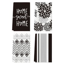 Black Stripes Home Sweet Home Boho Halloween Kitchen Towels Dish Towels, 18X26 I - £28.46 GBP