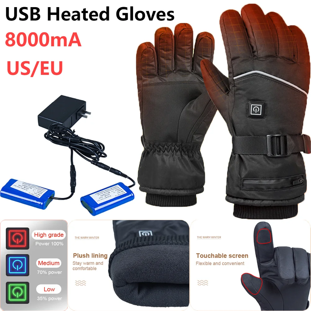 Warm Hand Heating Gloves Waterproof Motorcycle Gloves Touchscreen Electric - £9.61 GBP+